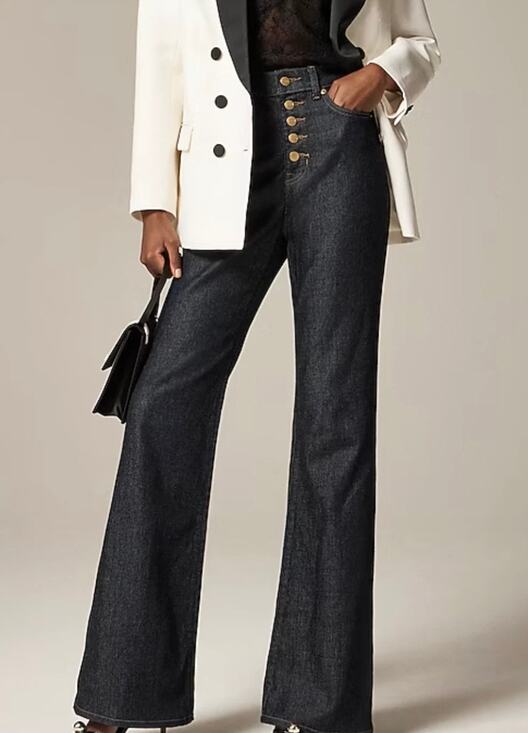 J. Crew Denim - J. Crew Button-Fly High-Rise Wide-Leg Jeans in Dark Indigo
